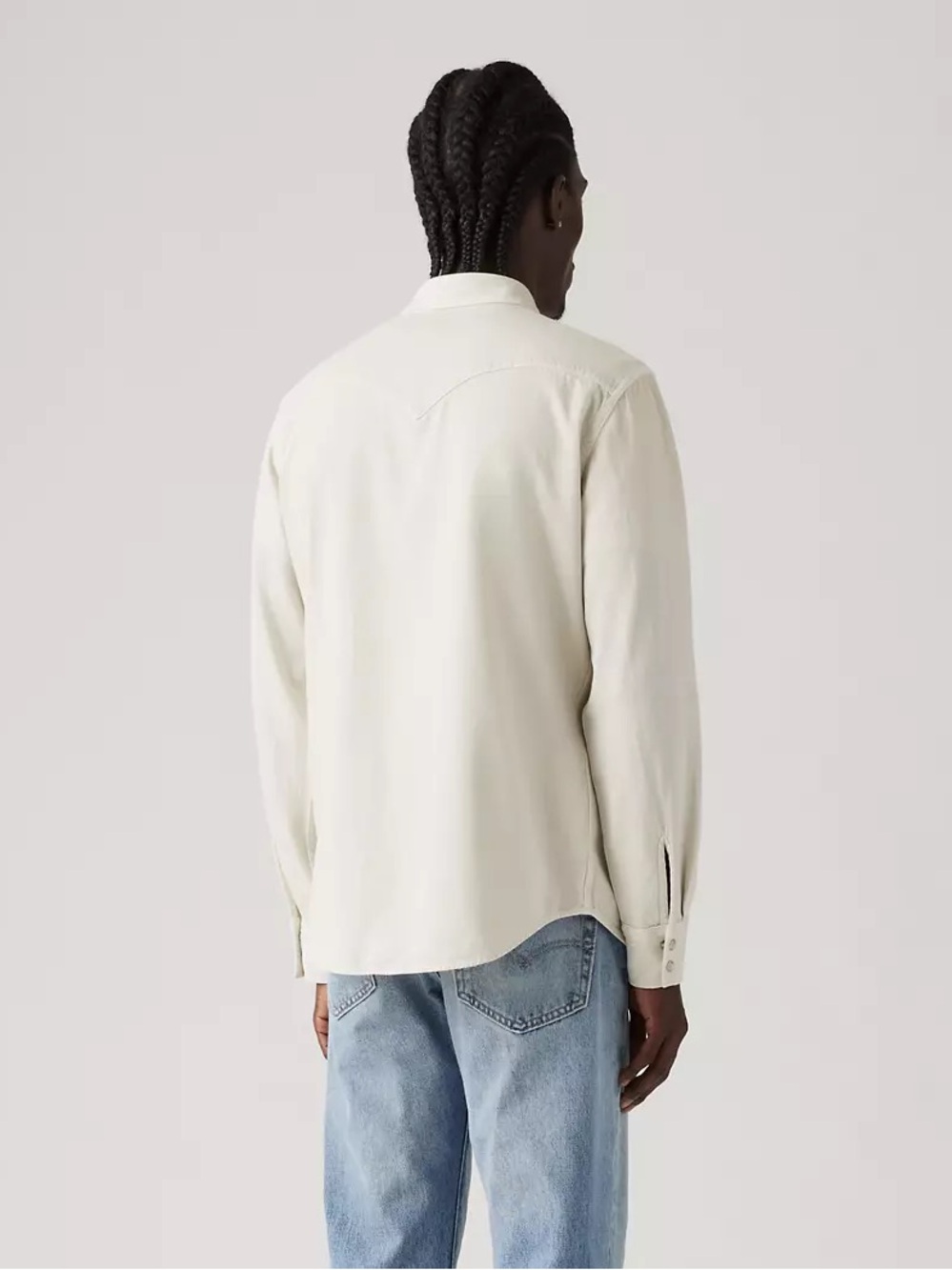 Levi’s Men’s Stereo Silver Birch White Western Shirt Large - Picture 2 of 3